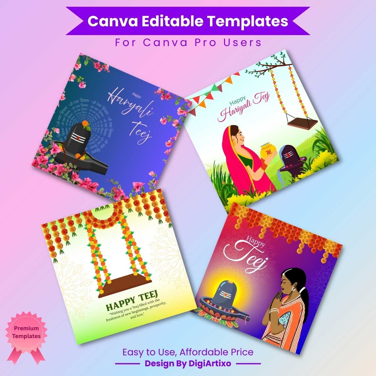 Teej Wishes Instagram Post Template Set