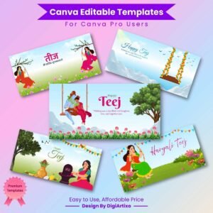 Teej Wishes Banner Template Set