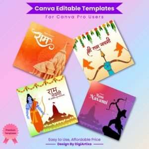 Ram Navami Wishes Instagram Post Template Set 