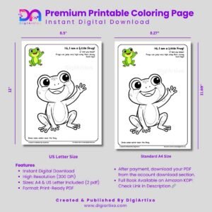 Cute Baby Frog Coloring Page Printable PDF for Kids