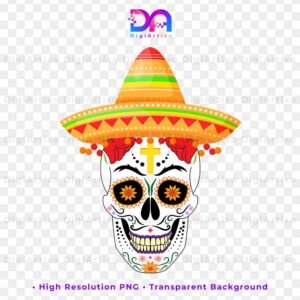 Mexican decorated skull with hat