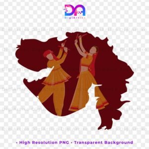 Garba dance couple with gujarat map