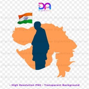 Sardar Patel silhouette with gujarat map