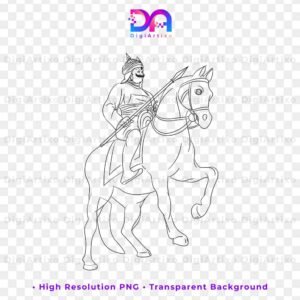 Maharana Pratap on a horse line art