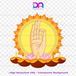 Hand posture on a lotus with diya