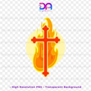 Cross with fire flames