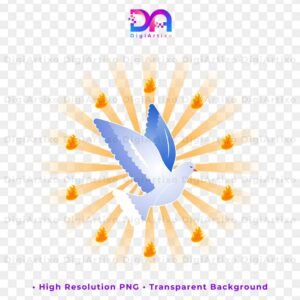 Pentecost dove with fire flames