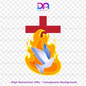 Pentecost dove with fire flames