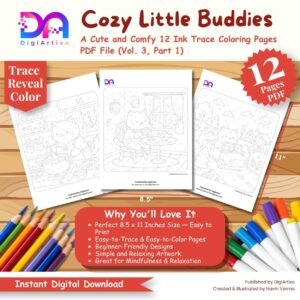 Cozy Little Buddies Cute Cat Ink Tracing Coloring Pages Vol.2 Part 1