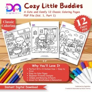 Cozy Little Buddies Cute Cat Coloring Pages