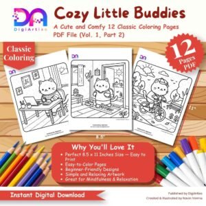 Cozy Little Buddies Cute Cat Coloring Pages
