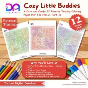 Cozy Little Buddies Cute Cat Reverse Tracing Coloring Pages